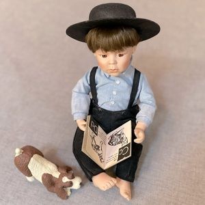 Vintage NWB Fine Porcelain doll: “Joshua” by FayZah Spanos, the Amish Way Series